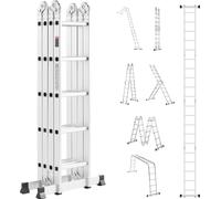 Echelle multifonctionnelle VEVOR, échelle multifonctionnelle 7 en 1, cadre A, cadre de l'échelle 5750 mm, réglable, capacité de charge 150 kg, convient pour une utilisation à domicile en plein air