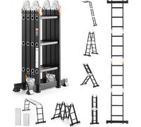 Echelle multifonctionnelle VEVOR, échelle multifonctionnelle 7 en 1, cadre A, échafaudage d'échelle 3550 mm, capacité de charge 150 kg, convient pour une utilisation à domicile en plein air