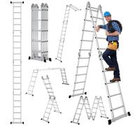 Échelle multifonctionnelle Vigevee 7 en 1, 4 x 5 échelons, environ 580 cm / 5,8 m, échelle télescopique en aluminium, pliable, utilisable comme échelle d'accès et échelle d'appui, capacité de charge m