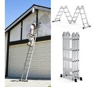 Échelle multifonctionnelle Vigevee 7 en 1, aluminium, 4 marches, environ 470 cm / 4,7 m, échelle télescopique, échelle pliante, échelle d'accès, échelle de travail, capacité de charge maximale : 150 k