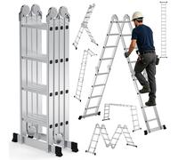 Échelle multifonctionnelle Vigevee 7 en 1, avec 4 marches en aluminium, environ 470 cm / 4,7 m. Échelle télescopique multifonction, échelle pliante et échelle d'accès, capacité de charge maximale de 1