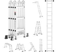 Echelle multifonctions VEVOR, échelle multifonctions 7 en 1, support en A, échelle télescopique réglable en 3 positions, échelle télescopique de 3,5 m de haut, échafaudage d'échelle, capacité de charg