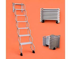 Échelle murale rétractable, escalier escamotable pour combles, acier | Escalier pliant en acier pour accès aux combles, sous-sols, balcons, mezzanines et toits-terrasses(H230CM/90.5IN)