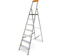 Échelle pliante à 7 marches - Échelle en aluminium - Échelle pliante stable avec plateforme et marches larges - 120 mm, antidérapante - Échelle pour usage domestique et professionnel - Charge maximale