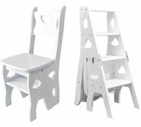 Échelle pliante multifonction en bois pour bibliothèque 4 marches portable avec support d'affichage pour usage domestique Blanc 35 x 47,5 x 88 cm