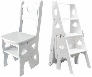 Échelle pliante multifonction en bois pour bibliothèque 4 marches portable avec support d'affichage pour usage domestique Blanc 35 x 47,5 x 88 cm
