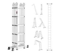 VEVOR Échelle Pliante Polyvalente 7 en 1 Escabeau Télescopique Réglable avec Barre Équilibre, Hauteur de Portée 5,75 m, Charge 150 kg, Échelle Multifonction Cadre A 5 Marches, pour Extérieur Intérieur