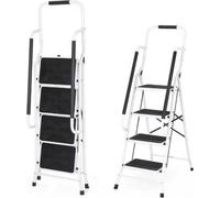 Échelle pliante Tavien Luxe – 2 à 4 marches – Marchepied pliable – Pieds antidérapants – Échelle domestique portable pour l'intérieur et l'extérieur