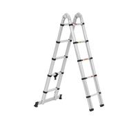 Échelle pliante télescopique - 10 marches - aluminium - hauteur : 0,85 - 1,85/3,20 m | MSW