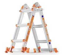 Échelle Polyvalente à 3 Niveaux,3,35 m, avec Tige stabilisatrice et Roues, capacité de Charge 150 kg, échelle de sécurité a pour échelles, Maison intérieure et extérieure, Toit