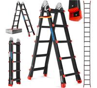 Échelle polyvalente MASKO en aluminium 6 en 1 – 20 échelons | - 520 cm | 150 kg, télescopique, antidérapante, multifonctionnelle, échelle articulée, échelle d'appui, échelle pliante, utilisable des de