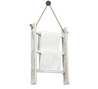 Échelle porte-serviettes en bois - Échelle de plafond avec 3 niveaux - Support de plafond pour montage mural de style maison de campagne - Organiseur décoratif et peu encombrant pour salle de bain