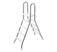 Échelle pour piscine hors sol, escalier de piscine en acier inoxydable en forme de A pour paroi de 125 cm de haut, marchepied robuste d'une capacité de 150 kg avec 4 marches antidérapantes sécurisées