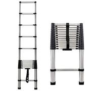 Échelle Télescopique 12.5ft/3.8M, Echelle Pliante en Acier Inoxydable, Charge maximale 150kg/330lb, Escabeau Telescopique Polyvalent pour Décoration, Peinture, Facile à Ranger
