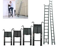 Échelle télescopique 3,2 m avec 2 crochets, échelle en aluminium pliable, échelle de grenier télescopique, portable extensible en aluminium de qualité supérieure, capacité de charge de 150 kg