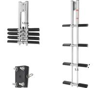 Echelle télescopique, 4 marches, capacité de charge 408 kg, inox, design pliable, taille compacte