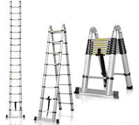 Échelle télescopique 5M avec revêtement antidérapant, échelle multifonctionnelle, échelle d'extension, charge maximale 150 kg, en aluminium