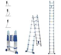 Échelle télescopique à charnière, 5,6 mètres, 2 x 9 marches, pliante, en aluminium