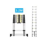 Echelle télescopique aluminium 11 marches H3,2 m avec barre stabilisatrice
