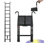 Échelle télescopique - Aluminium - 3,2 m, 11 échelons, espacement des échelons 30 cm, charge max. 150 kg, 82 cm une fois repliée, e CE - Noir