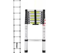Échelle télescopique aluminium Florano - 260 cm - Échelle pliante avec pieds antidérapants - Échelle de rallonge polyvalente - Échelle droite pour grenier