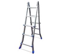 Échelle Télescopique Articulée Mini Géante 4x3 Marches - Multifonction en Aluminium, Hauteur 2,86 m, Charge 150 kg, Certifiée EN131, Compacte et Pliable