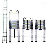 Échelle télescopique avec crochet - 5m - Échelle pliante multifonctionnelle en aluminium - Échelle de rallonge avec pieds antidérapants