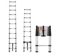 Échelle télescopique, capacité de charge de 136 kg, design antidérapant, couleur argent