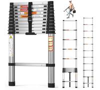 Échelle télescopique de 3,2 m d'épaisseur Échelle télescopique en Acier Inoxydable Échelle télescopique 10.5ft capacité 330lbs, Plus Forte Que l'échelle en Aluminium