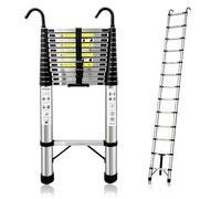Échelle télescopique de 5,1 mètres avec crochets renforcés, extra haute anti-oscillation avec extension, échelle pliable à retrait lent anti-pincement de 150 kg pour bâtiment de 2 à 3 étages