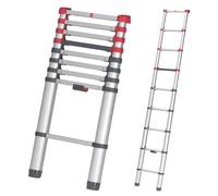 Échelle télescopique de sécurité Hailo T80 FlexLine en aluminium - échelle simple télescopique à 9 échelons - hauteur de travail jusqu'à 340 cm - poids 8,1 kg - couleur argent