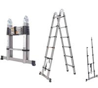 Échelle télescopique, design antidérapant, pliable et multifonctionnelle, couleur argent
