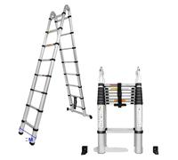 Échelle télescopique, design en forme de "A", pliable et transportable, couleur argent