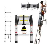 Échelle télescopique, design pliable et portable, caractéristiques de sécurité antidérapantes, 2,6 m / 8,5 pieds (aluminium)
