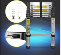 Échelle télescopique Eaxus® 2,6 m - DIN EN 131 Échelle polyvalente en aluminium extensible à 9 marches, argent