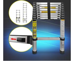 Échelle télescopique Eaxus® 2,6 m - DIN EN 131 Échelle polyvalente en aluminium extensible à 9 marches, argent