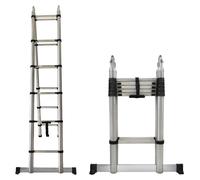 Échelle télescopique - Échelle combinée 3,8 m (1,9 + 1,9 m) - Capacité de charge 150 kg - Norme EN 131 - Acier inoxydable - 12 échelons - Espacement des échelons : 30 cm