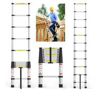 Échelle télescopique - Échelle de travail pliante - Aluminium - 11 marches - 3,2 mètres - Pliable et transportable