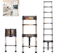 Échelle télescopique - Échelle domestique - Extensible jusqu'à 3,8 m - 13 échelons, espacement de 30 cm entre les échelons - Charge max. 150 kg - Dimensions repliée : 86,5 cm, largeur 48 cm - Acier in
