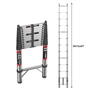 Échelle télescopique - Échelle domestique - Pliable - Polyvalente - 5 m en aluminium - Portable et compacte