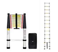 Echelle Telescopique, Échelle Pliable 3.8m,Norme EN131, Sac de Transport | Charge maximale 150 kg, construction en aluminium, pour sécurité professionnelle et usage domestique.
