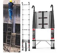 Échelle télescopique - Échelle pliante - 4 mètres - Acier inoxydable - Pieds antidérapants - Capacité de charge : 150 kg - Polyvalente