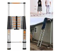 Échelle télescopique en acier inoxydable 3,8 m, échelle coulissante extensible, en aluminium, antidérapant, échelle polyvalente, capacité de charge de 150 kg, EN131