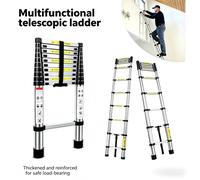 Échelle télescopique en acier inoxydable de 2,6 m à 6,3 m, crochets et barre stabilisatrice détachables, certifiée EN131, capacité de charge de 150 kg, échelle rétractable portable à un bouton, 3.2M N