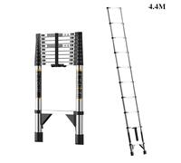 Échelle télescopique en acier inoxydable de 2,6 m à 6,3 m, crochets et barre stabilisatrice détachables, certifiée EN131, capacité de charge de 150 kg, échelle rétractable portable à un bouton, 3.2M N