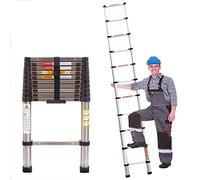 Échelle télescopique en acier inoxydable de 3,2 m - Échelle coulissante extensible - Antidérapante - Multifonction - Charge maximale : 150 kg - EN131