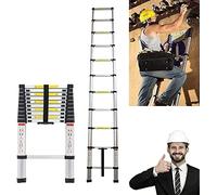 Échelle télescopique en Acier Inoxydable, Échelle Extensible de 3,8 m - Échelle Coulissante Échelle Multifonction Antidérapant - Charge maximale : 150 kg - EN131