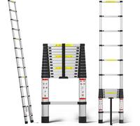 Échelle télescopique en aluminium - 3,8 mètres - Échelle multifonctionnelle - Pliable - Portable - Pieds antidérapants