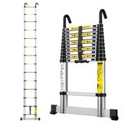 Échelle télescopique en aluminium, 4,1 mètres, capacité de 150 kg, avec crochet et stabilisateur