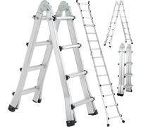 Échelle télescopique en aluminium, 4x3 marches, 3,98 mètres de long, extensible. Échelle multifonctionnelle, échelle coulissante, échelle polyvalente, échelle articulée, échelle pliante, échelle d'esc